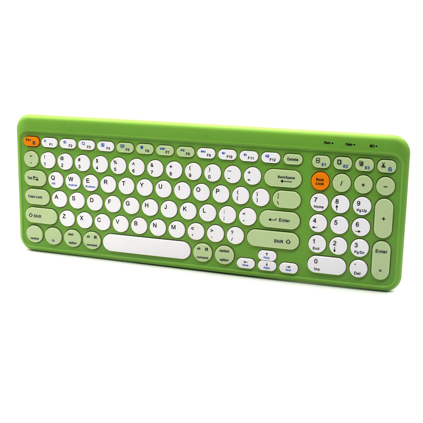 Tastatură wireless Bluetooth 5.0/2.4G, multi-device, acumulator reîncărcabil, autonomie 45h, slim, compatibilă Windows, Mac, Android, iOS culoare gri si verde