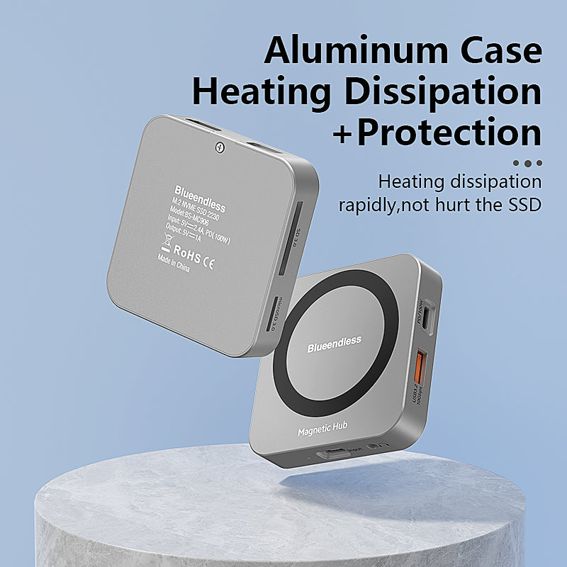 Docking Station USB-C Multifuncțional cu Cititor SSD NVMe/SATA, HDMI 4K, 100W PD, Hub 10Gbps