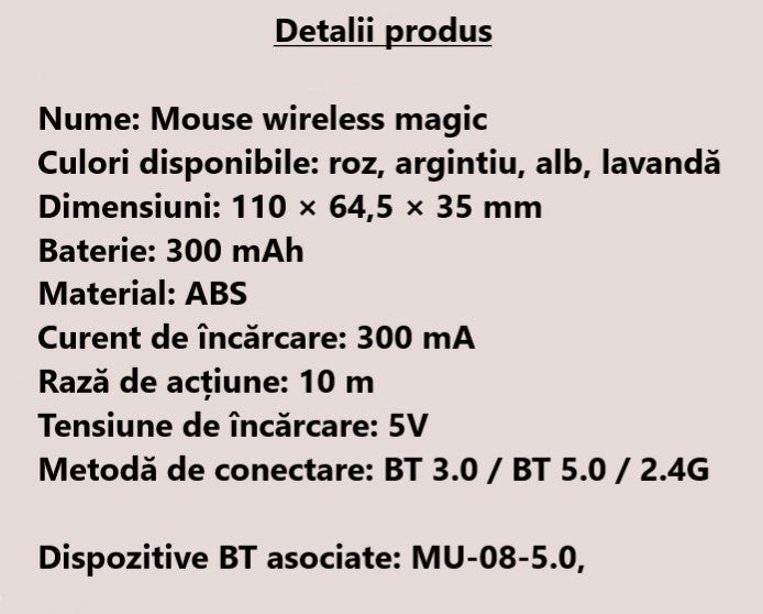 Mouse Wireless cu Afișaj LED, Iluminare RGB, Bluetooth & 2.4G, Reîncărcabil Type-C – Design Modern Cristal, culoare alb, roz și violet