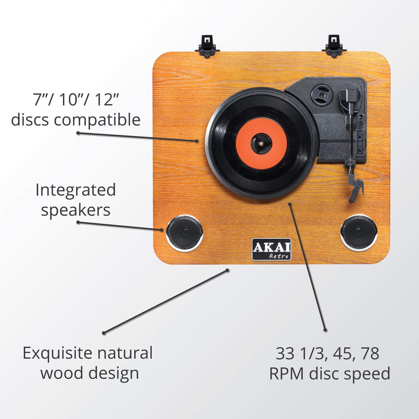 Pick-up Vintage AKAI cu Boxe Integrate – Bluetooth, USB, Card SD și 3 Viteze