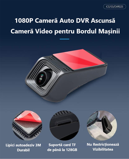 Cameră Auto 1080P cu Suport Android – DVR cu Unghi Larg, Viziune Nocturnă și TF 128GB