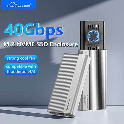 Cititor SSD M.2 NVMe Blueendless, 40Gbps, Răcire Activă cu Ventilator, Compatibil Thunderbolt 4/3, Suport până la 4TB, Aluminiu, USB 4.0