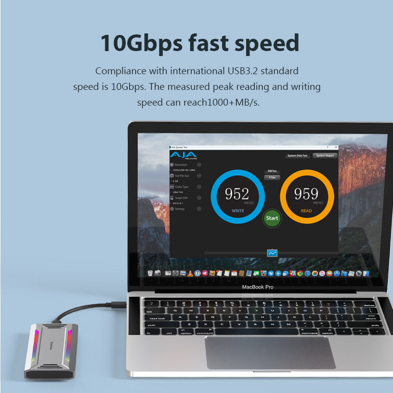 Cititor SSD M.2 NVMe & SATA, USB 3.2 Type-C 10Gbps, Aluminiu, Compatibil Windows/Mac/Linux/Android, Suport SSD 2230/2242/2260/2280