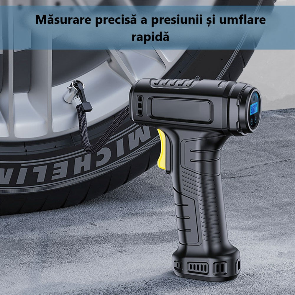 Compresor Aer Portabil 150 PSI - Display Digital LED și Auto-Stop, Umflare Anvelope Auto/Moto/Biciclete