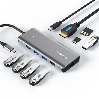 Docking Station USB-C 10Gbps cu HDMI 4K60Hz, PD 100W, carcasă aluminiu culoare gri