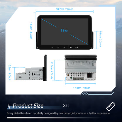 Player Auto universal 1DIN, 2+32GB, Android 15, CarPlay si Android Auto, Topway, USB, Bluetooth ecran 7 inch negru