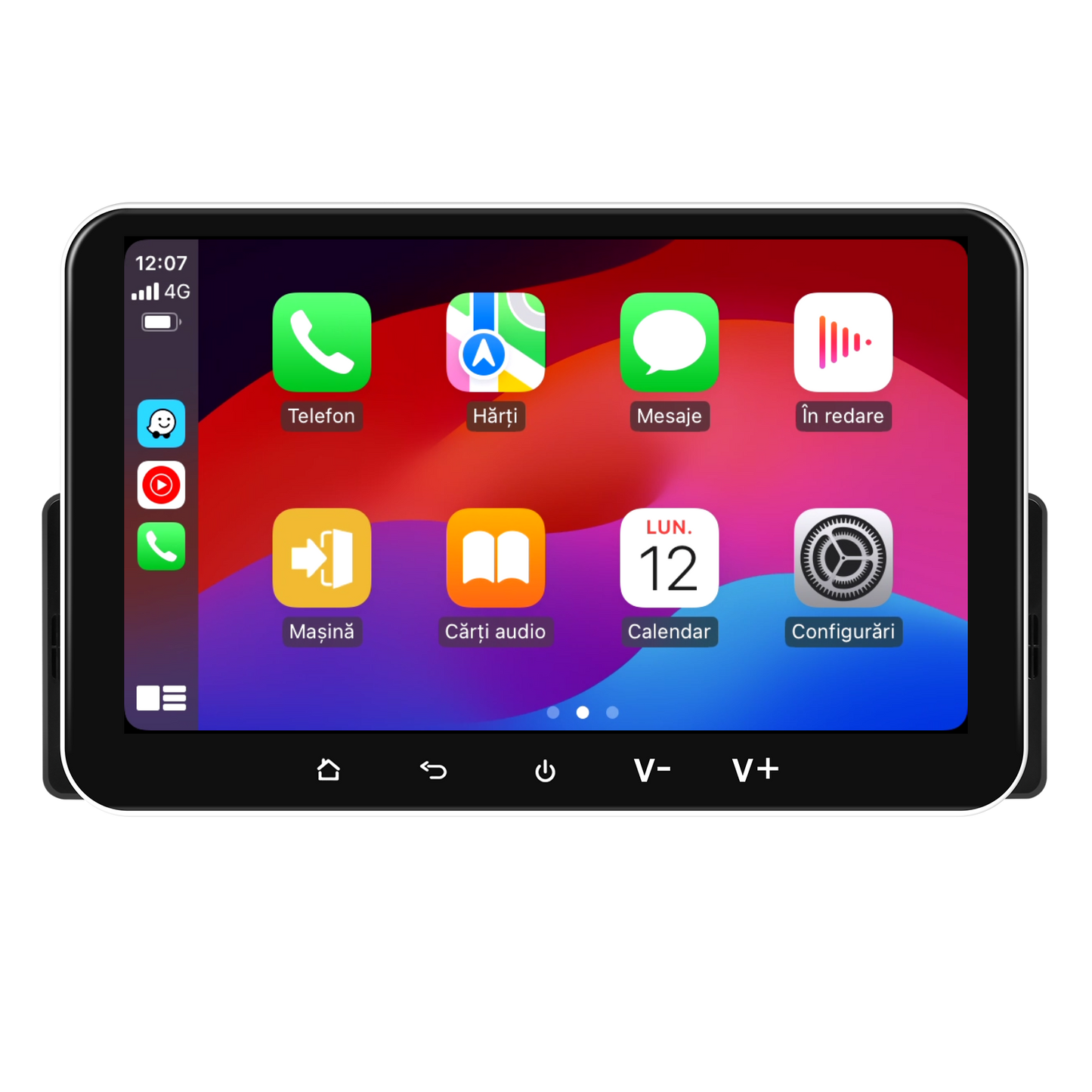 Player Auto universal 1DIN, 2+32GB, Android 15, CarPlay si Android Auto, Topway, USB, Bluetooth ecran 7 inch negru