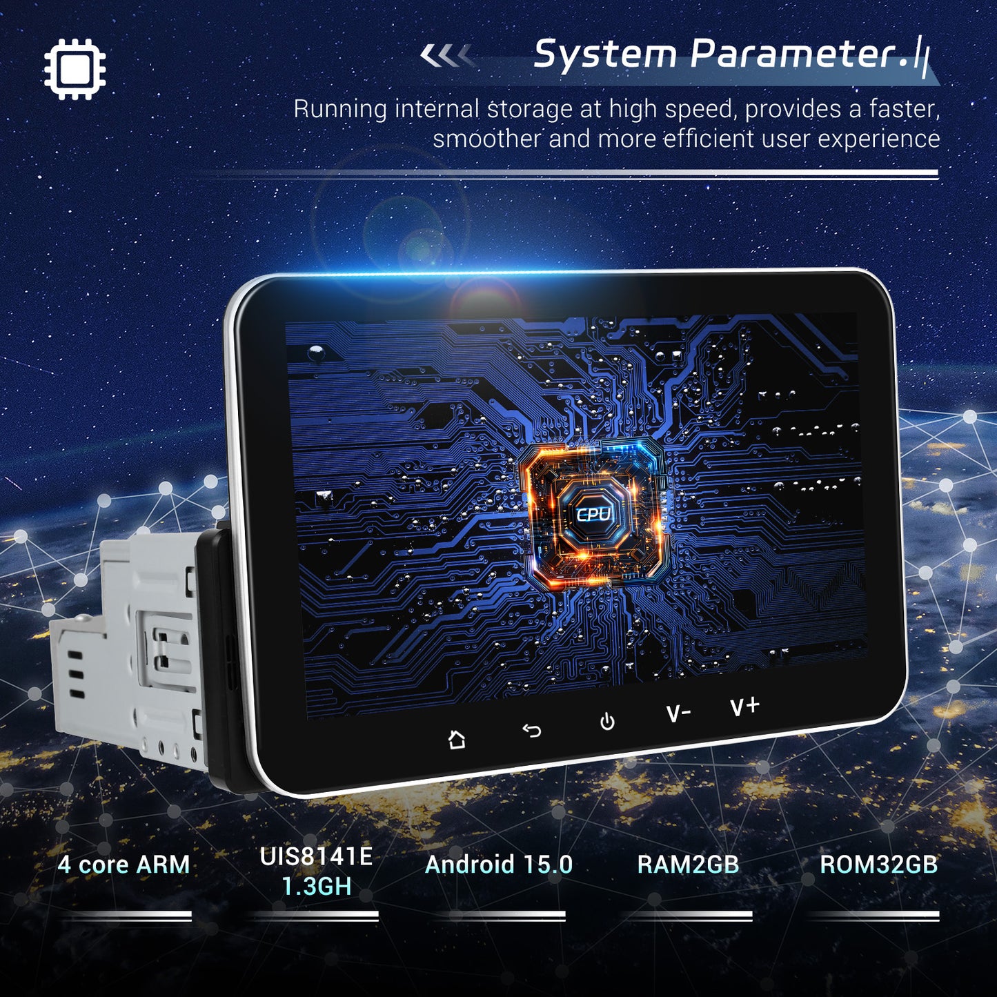 Player Auto universal 1DIN, 2+32GB, Android 15, CarPlay si Android Auto, Topway, USB, Bluetooth ecran 7 inch negru