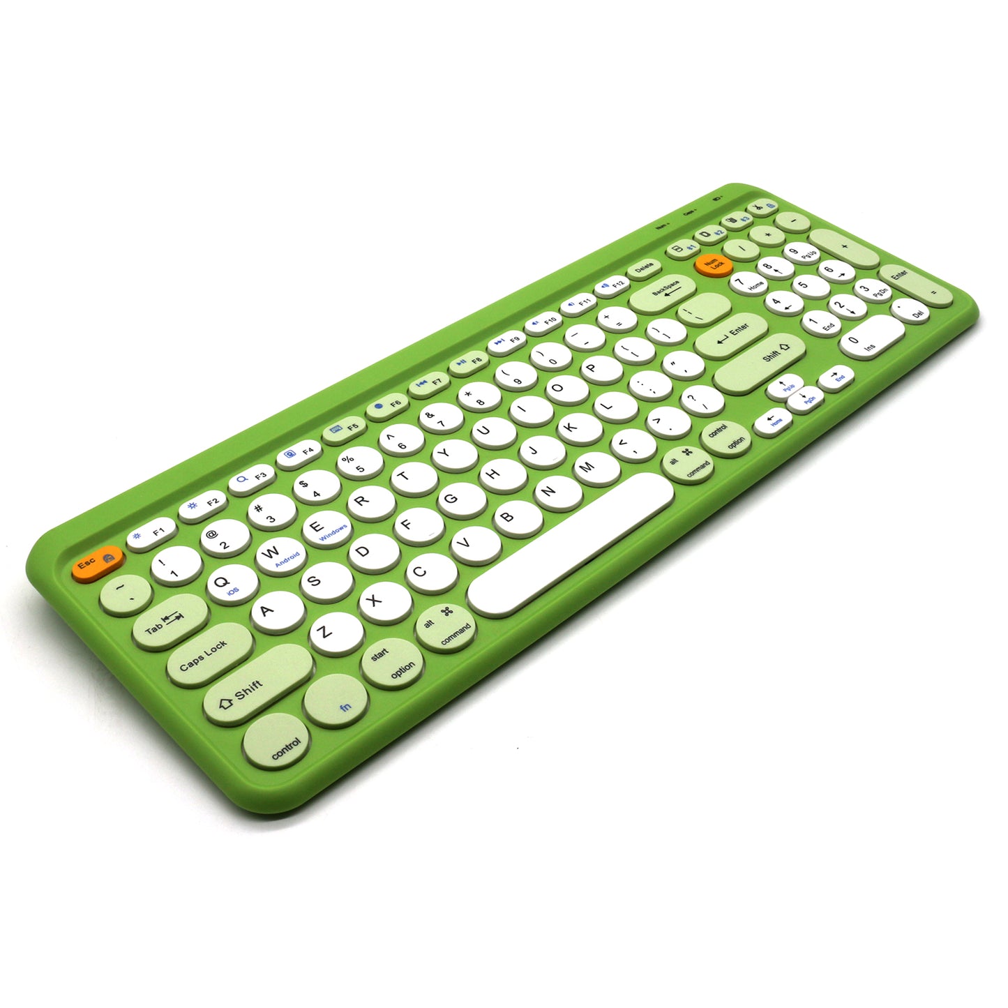 Tastatură wireless Bluetooth 5.0/2.4G, multi-device, acumulator reîncărcabil, autonomie 45h, slim, compatibilă Windows, Mac, Android, iOS culoare gri si verde