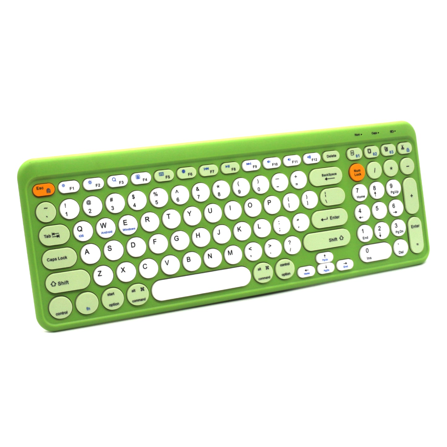 Tastatură wireless Bluetooth 5.0/2.4G, multi-device, acumulator reîncărcabil, autonomie 45h, slim, compatibilă Windows, Mac, Android, iOS culoare gri si verde