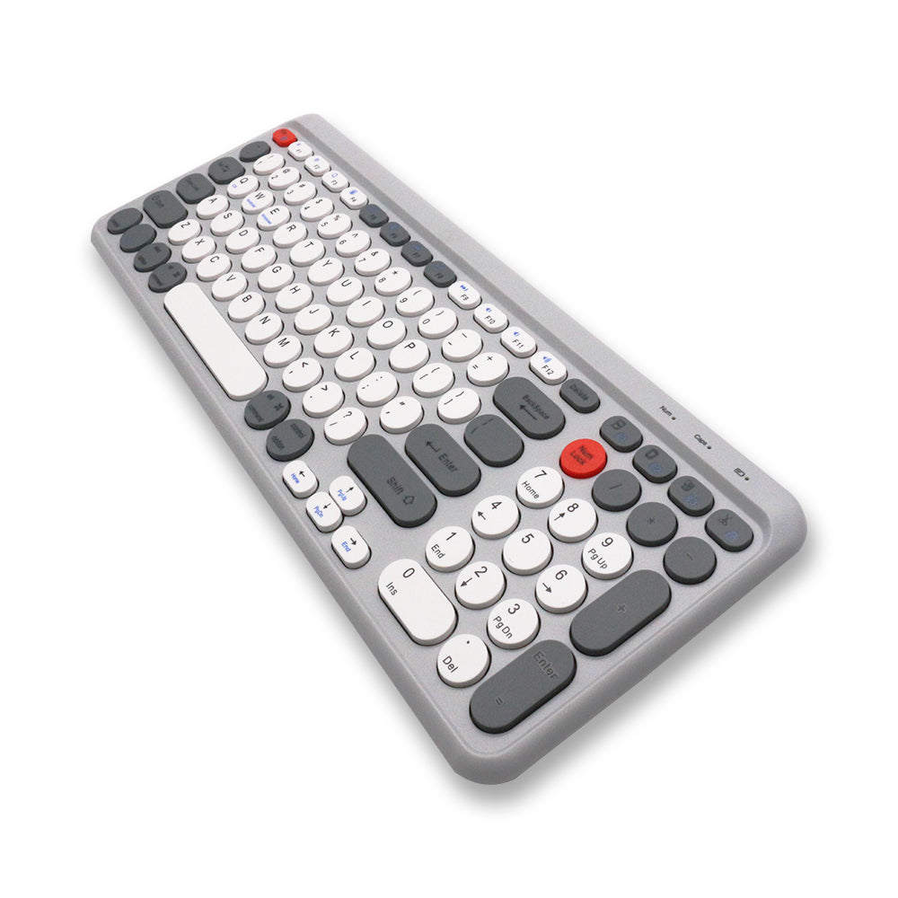 Tastatură wireless Bluetooth 5.0/2.4G, multi-device, acumulator reîncărcabil, autonomie 45h, slim, compatibilă Windows, Mac, Android, iOS culoare gri si verde