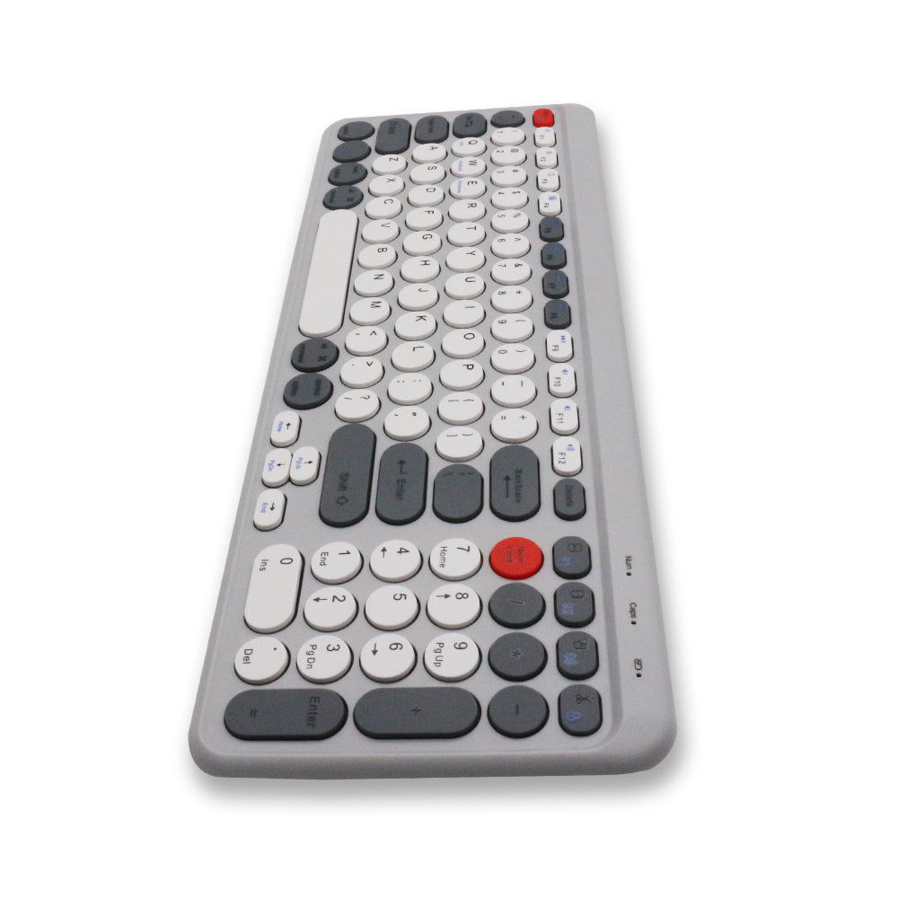 Tastatură wireless Bluetooth 5.0/2.4G, multi-device, acumulator reîncărcabil, autonomie 45h, slim, compatibilă Windows, Mac, Android, iOS culoare gri si verde