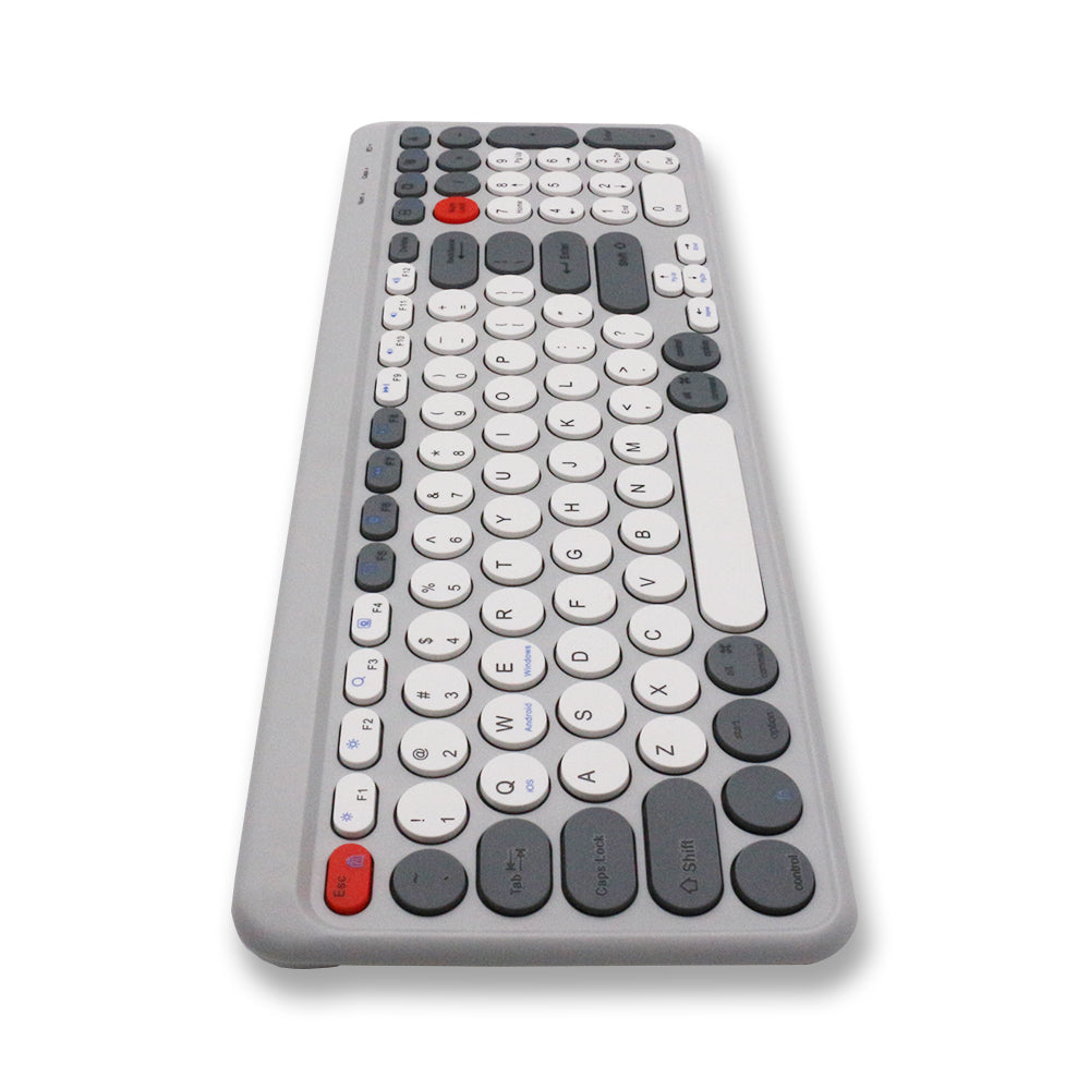 Tastatură wireless Bluetooth 5.0/2.4G, multi-device, acumulator reîncărcabil, autonomie 45h, slim, compatibilă Windows, Mac, Android, iOS culoare gri si verde