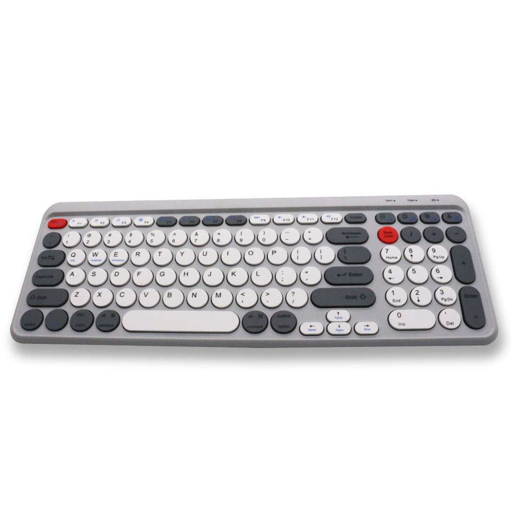 Tastatură wireless Bluetooth 5.0/2.4G, multi-device, acumulator reîncărcabil, autonomie 45h, slim, compatibilă Windows, Mac, Android, iOS culoare gri si verde