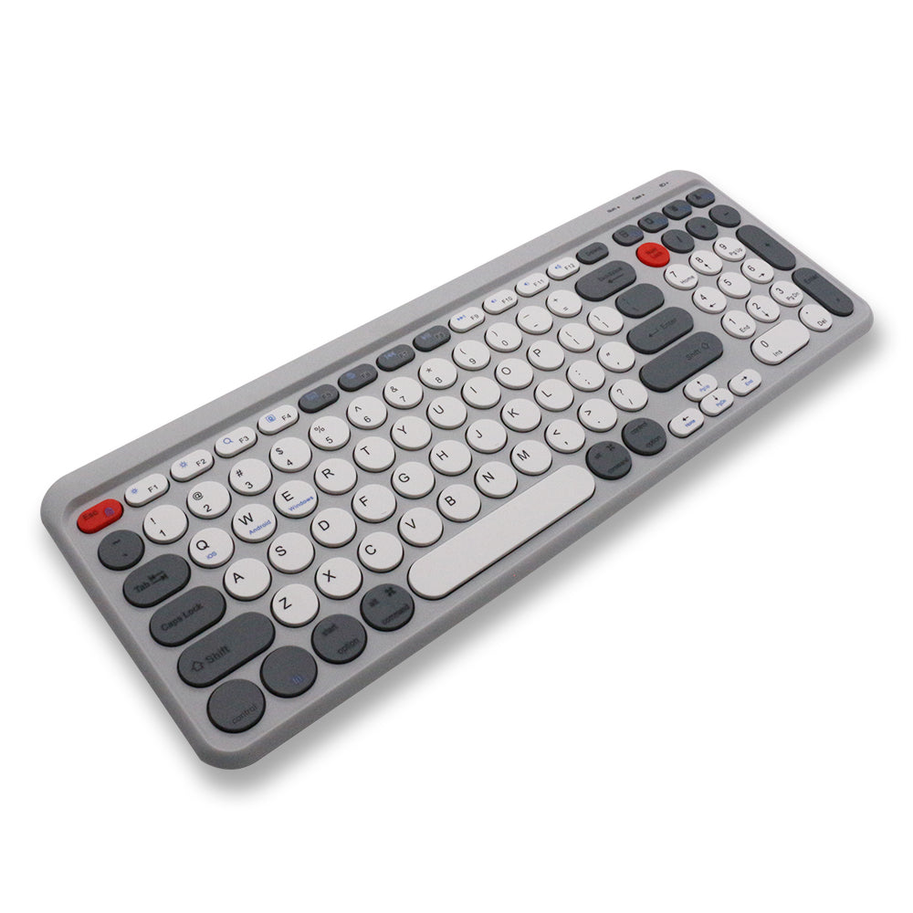 Tastatură wireless Bluetooth 5.0/2.4G, multi-device, acumulator reîncărcabil, autonomie 45h, slim, compatibilă Windows, Mac, Android, iOS culoare gri si verde