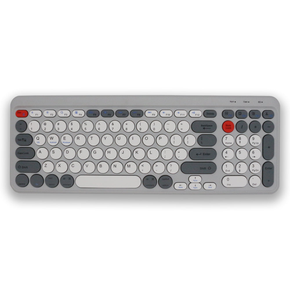 Tastatură wireless Bluetooth 5.0/2.4G, multi-device, acumulator reîncărcabil, autonomie 45h, slim, compatibilă Windows, Mac, Android, iOS culoare gri si verde