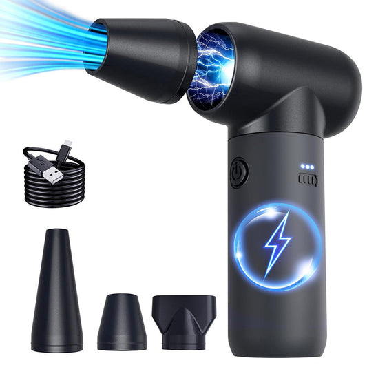 Suflantă cu acumulator, Portabilă–Motor Brushless 105.000 RPM, 48 m/s, Baterie 6000mAh, 3 Trepte Viteză, Încărcare Type-C