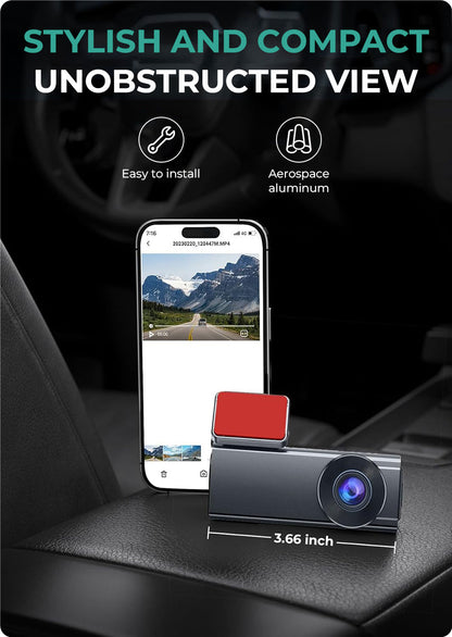 Cameră Auto Ultra HD 2K – DVR cu WiFi Rapid, G-Senzor și Vedere Nocturnă 170°