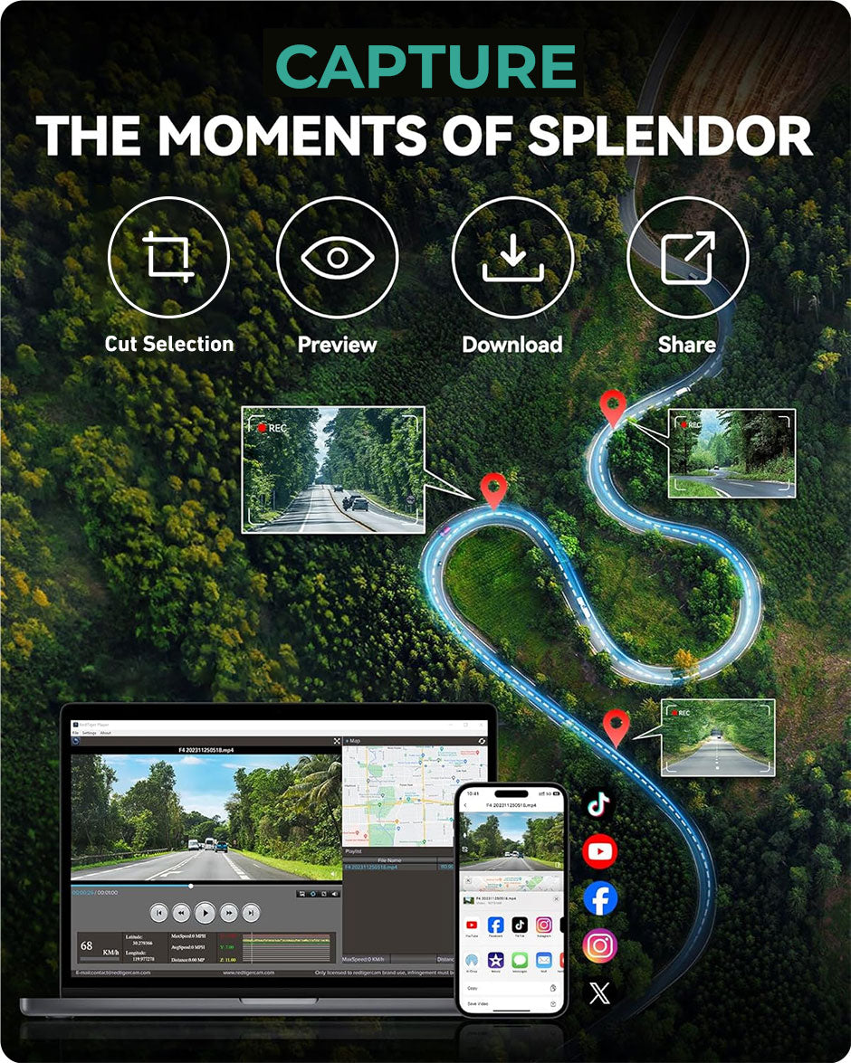 Cameră Auto Ultra HD 2K – DVR cu WiFi Rapid, G-Senzor și Vedere Nocturnă 170°