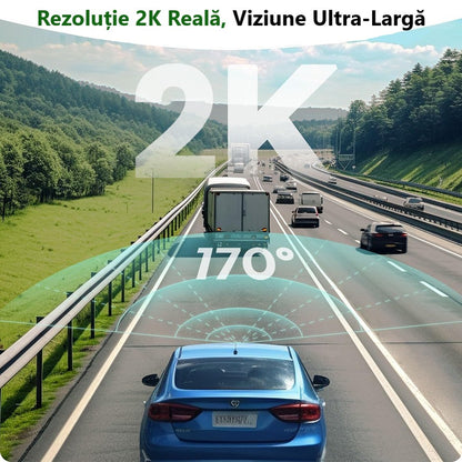 Cameră Auto Ultra HD 2K – DVR cu WiFi Rapid, G-Senzor și Vedere Nocturnă 170°