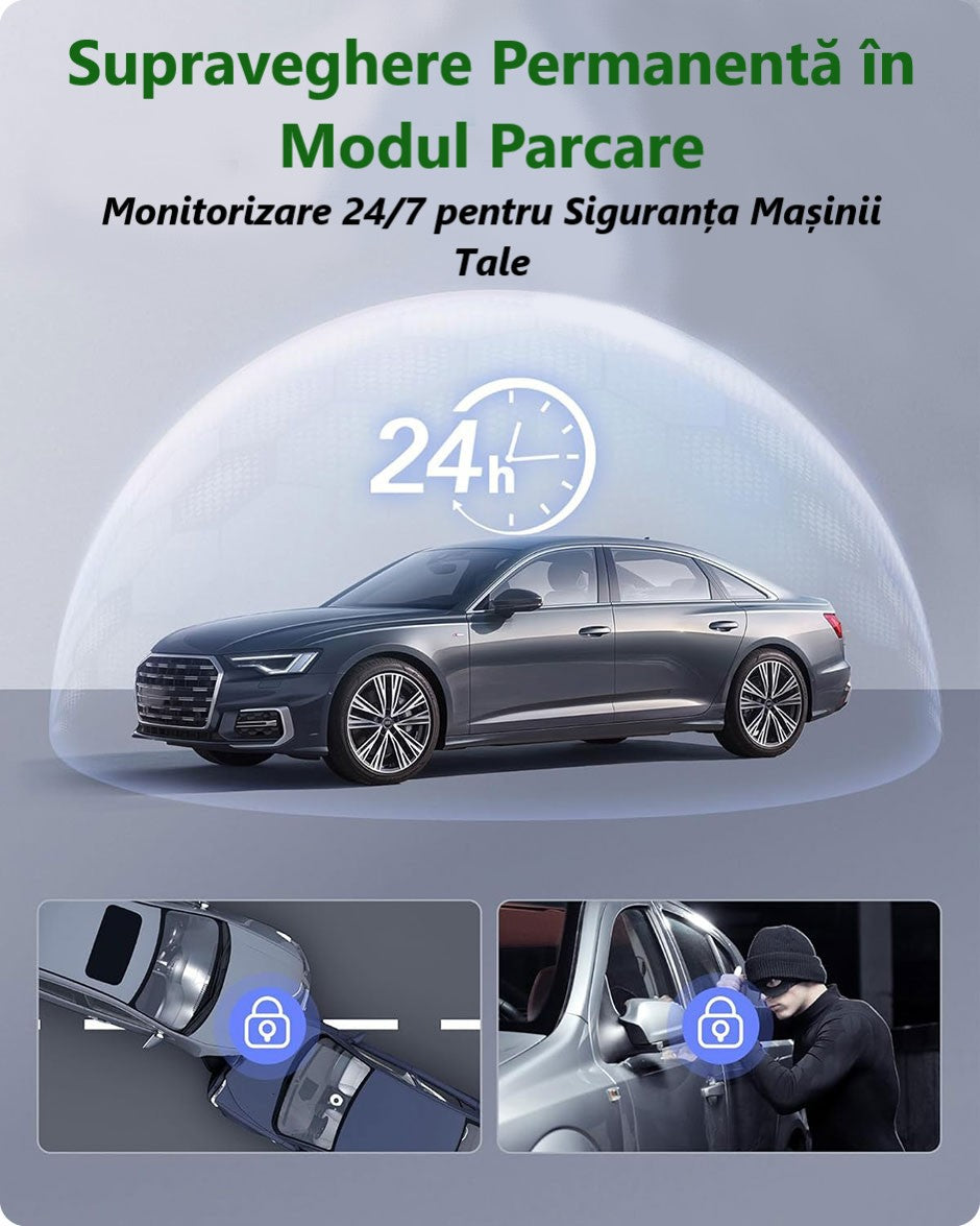 Cameră Auto Ultra HD 2K – DVR cu WiFi Rapid, G-Senzor și Vedere Nocturnă 170°