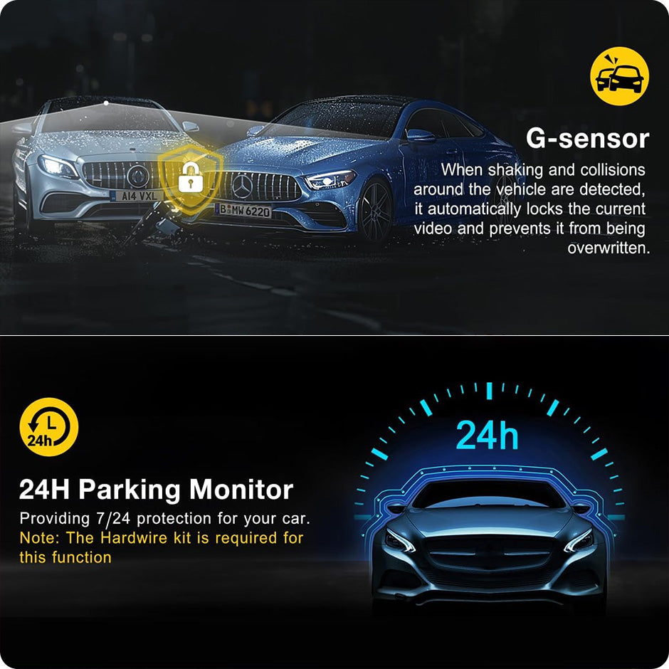 Cameră Auto DVR 2K – Wi-Fi Integrat, Monitorizare 24/7, G-Senzor și Înregistrare Continuă