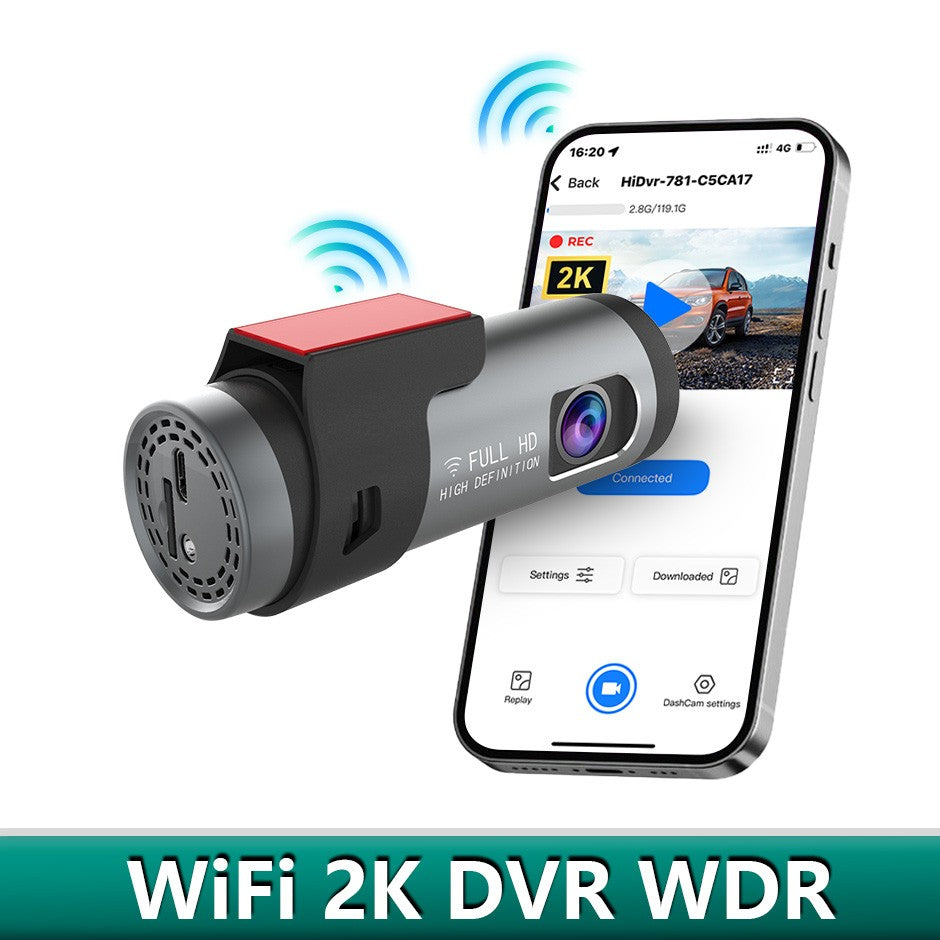 Cameră Auto 2K Smart cu WiFi – Viziune Nocturnă, G-Sensor și Supraveghere Parcare Non-Stop