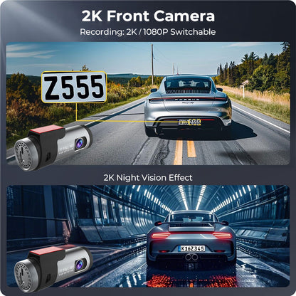 Cameră Auto 2K Smart cu WiFi – Viziune Nocturnă, G-Sensor și Supraveghere Parcare Non-Stop