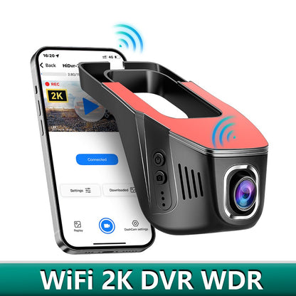 Cameră Auto Inteligentă 2K – WiFi 5GHz, Senzor de Impact și Supraveghere Permanentă