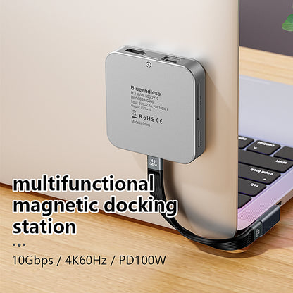 Docking Station USB-C Multifuncțional cu Cititor SSD NVMe/SATA, HDMI 4K, 100W PD, Hub 10Gbps