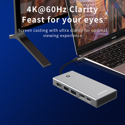 Docking Station USB-C NVMe/SATA cu cititor SSD Hub 10Gbps, HDMI 4K@60Hz, 100W PD, Cititor Card SD/TF, Carcasă Aluminiu – Compatibil M.2 2230/2242/2260/2280