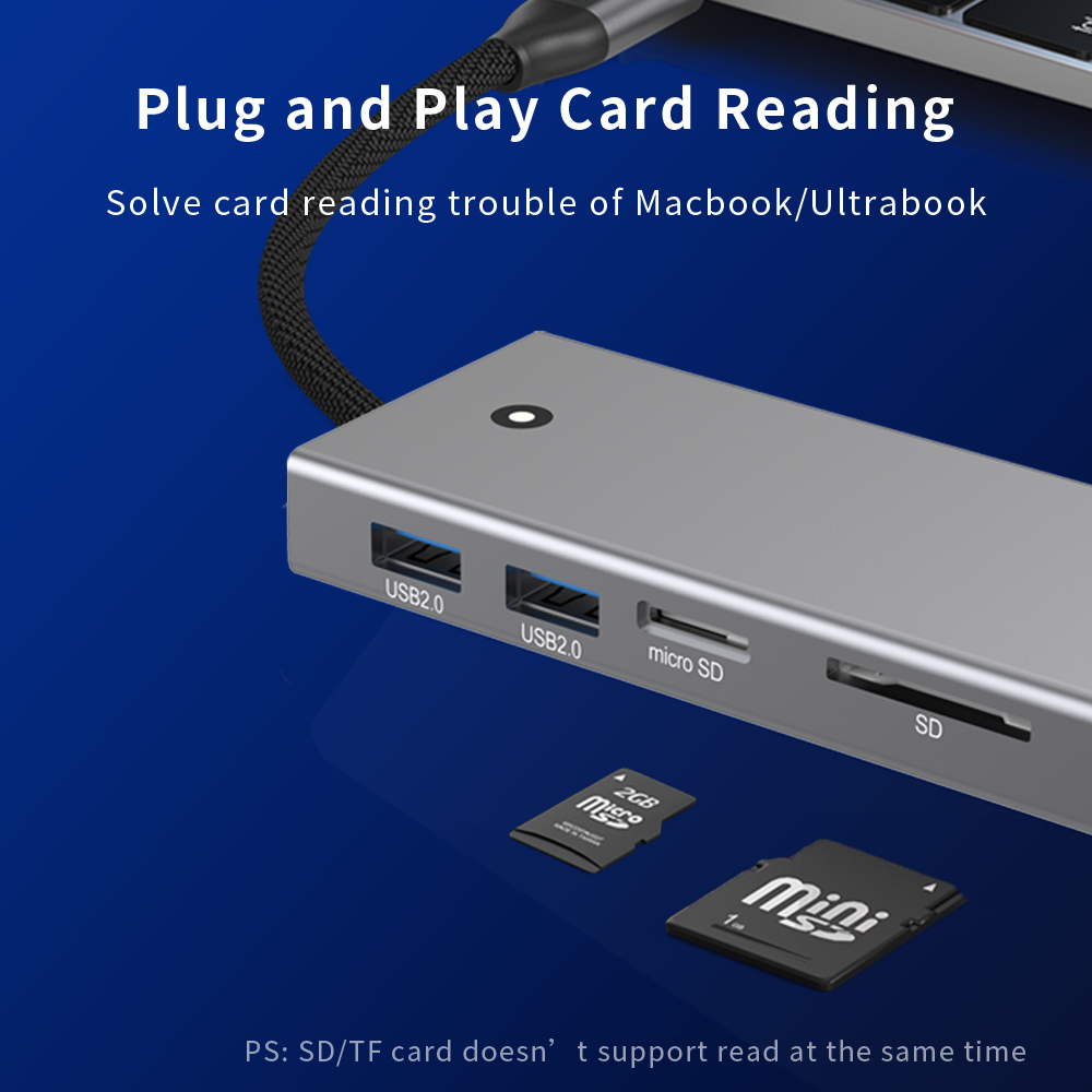 Docking Station USB-C NVMe/SATA cu cititor SSD Hub 10Gbps, HDMI 4K@60Hz, 100W PD, Cititor Card SD/TF, Carcasă Aluminiu – Compatibil M.2 2230/2242/2260/2280