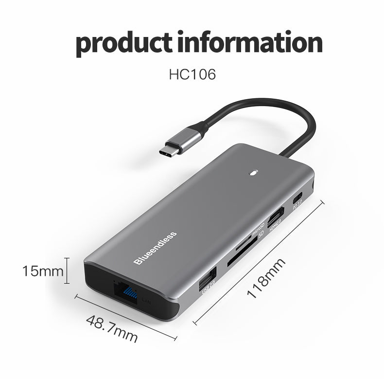 Docking Station USB-C 10Gbps cu HDMI 4K60Hz, PD 100W, carcasă aluminiu culoare gri