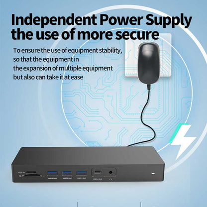 Docking Station USB-C 14-in-1 cu HDMI 4K, LAN Gigabit, USB 3.2 Gen2, Audio 3.5mm, Cititor Card TF