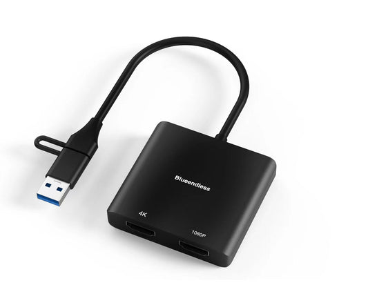 Adaptor USB-C/USB-A la Dual HDMI 4K + 1080P, Triple Display, Plug & Play – Compatibil Laptop & PC