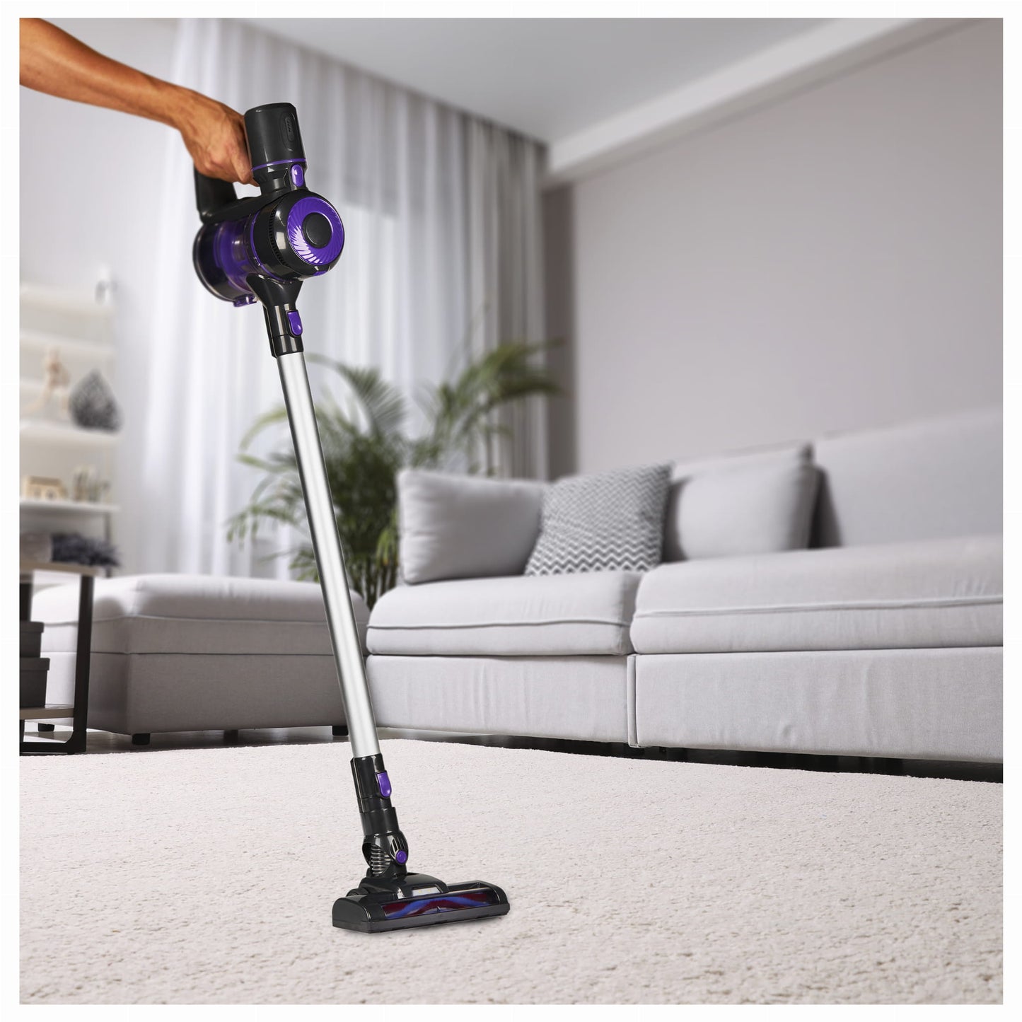 Aspirator Vertical Fără Fir 2-în-1, 22.2V Li-Ion, 0.8L, Putere Dublă, Perie Electrică cu LED