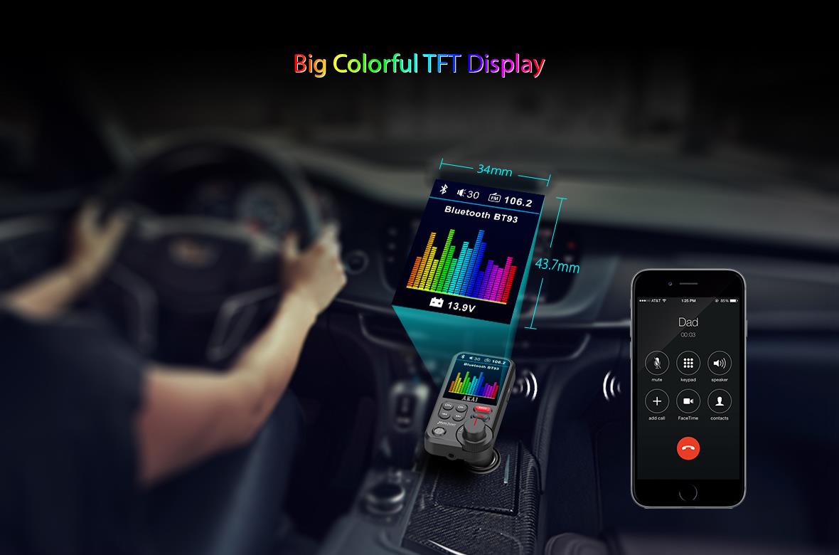 Modulator FM AKAI FMT-93BT pentru Mașină cu Bluetooth, Încărcare QC3.0 și Slot MicroSD