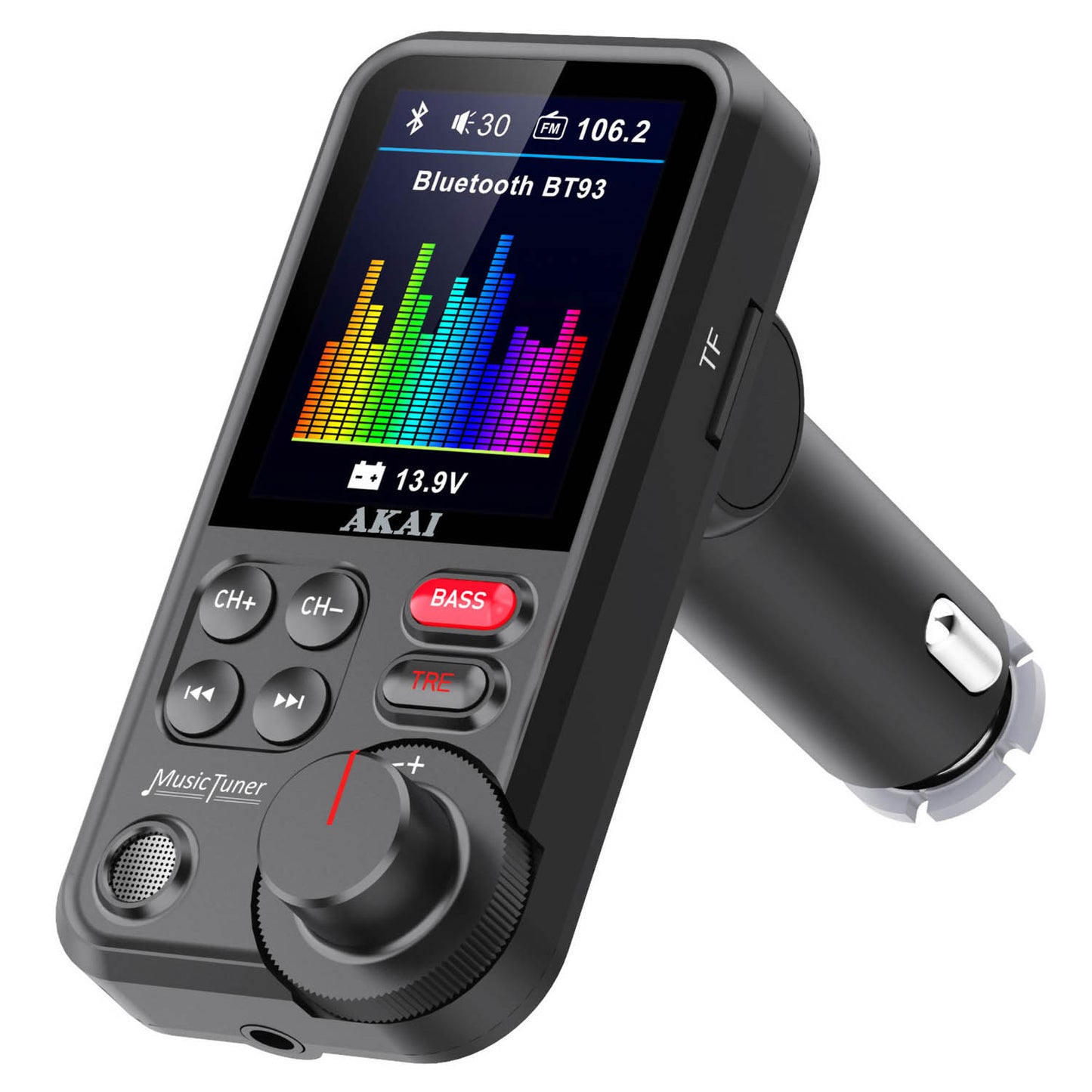 Modulator FM AKAI FMT-93BT pentru Mașină cu Bluetooth, Încărcare QC3.0 și Slot MicroSD