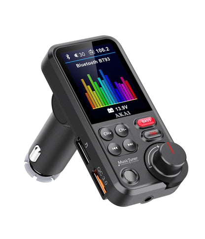 Modulator FM AKAI FMT-93BT pentru Mașină cu Bluetooth, Încărcare QC3.0 și Slot MicroSD