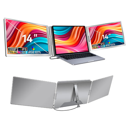 Monitor Dublu Portabil S688 14 inch IPS 1920x1200, USB-C, 100% sRGB, Compatibil Laptop Windows & Mac 12–17.3 inch
