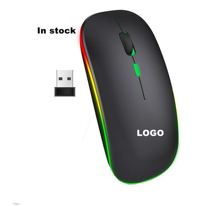Mouse Wireless RGB Silențios cu Bluetooth 5.1 și 2.4GHz, DPI Reglabil, Baterie Reîncărcabilă – Compatibil Laptop & PC, culoare alb, gri și negru
