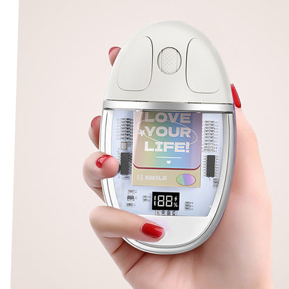 Mouse Wireless cu Afișaj LED, Iluminare RGB, Bluetooth & 2.4G, Reîncărcabil Type-C – Design Modern Cristal, culoare alb, roz și violet