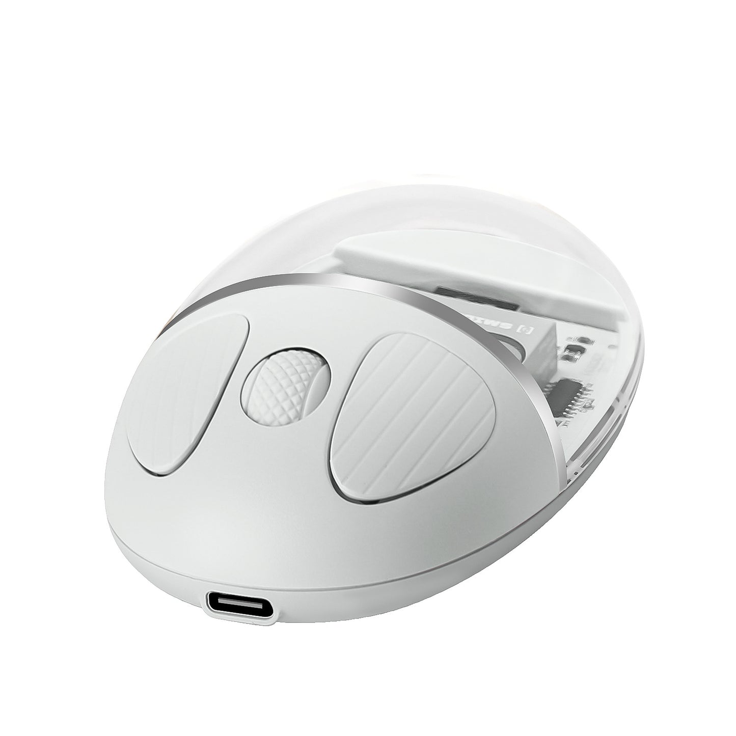 Mouse Wireless cu Afișaj LED, Iluminare RGB, Bluetooth & 2.4G, Reîncărcabil Type-C – Design Modern Cristal, culoare alb, roz și violet