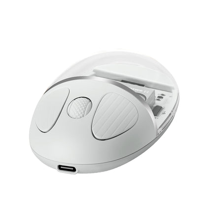 Mouse Wireless cu Afișaj LED, Iluminare RGB, Bluetooth & 2.4G, Reîncărcabil Type-C – Design Modern Cristal, culoare alb, roz și violet