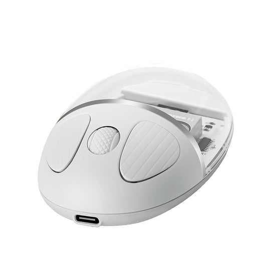 Mouse Wireless cu Afișaj LED, Iluminare RGB, Bluetooth & 2.4G, Reîncărcabil Type-C – Design Modern Cristal, culoare alb, roz și violet