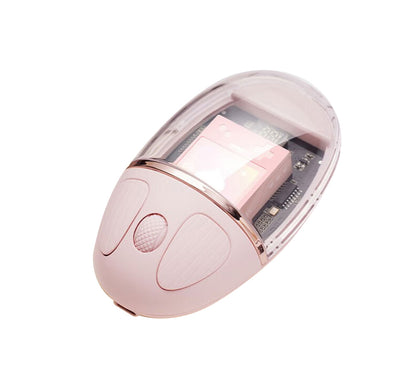 Mouse Wireless cu Afișaj LED, Iluminare RGB, Bluetooth & 2.4G, Reîncărcabil Type-C – Design Modern Cristal, culoare alb, roz și violet