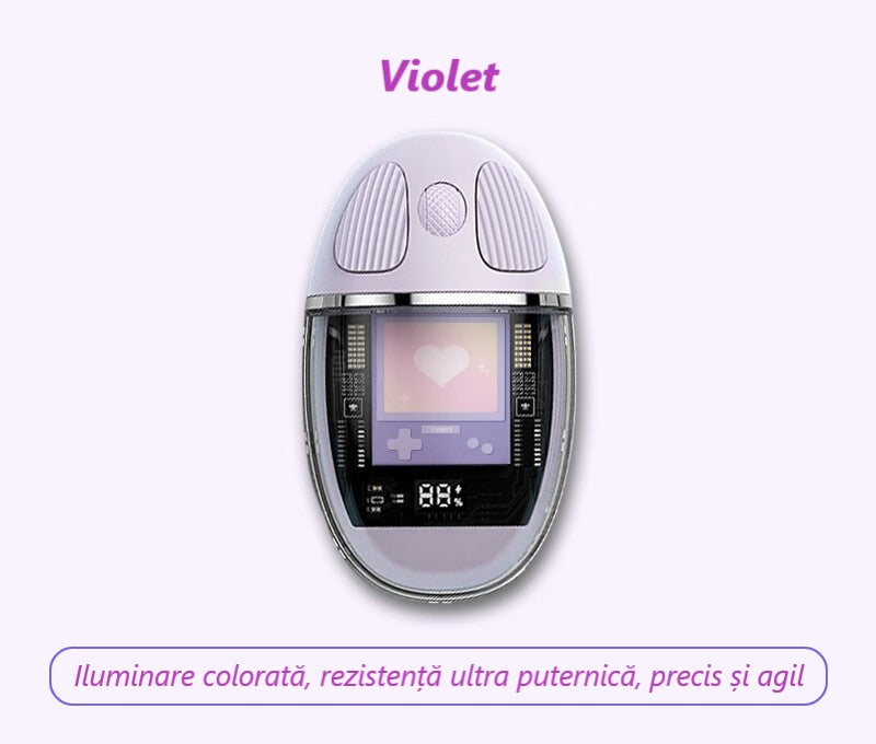 Mouse Wireless cu Afișaj LED, Iluminare RGB, Bluetooth & 2.4G, Reîncărcabil Type-C – Design Modern Cristal, culoare alb, roz și violet