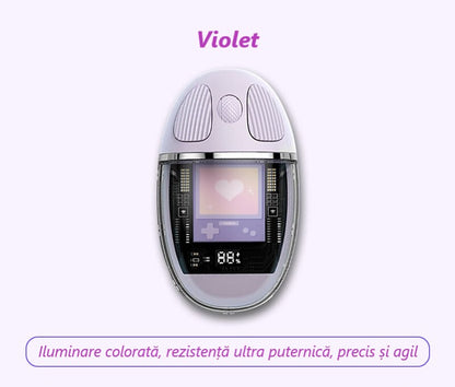 Mouse Wireless cu Afișaj LED, Iluminare RGB, Bluetooth & 2.4G, Reîncărcabil Type-C – Design Modern Cristal, culoare alb, roz și violet