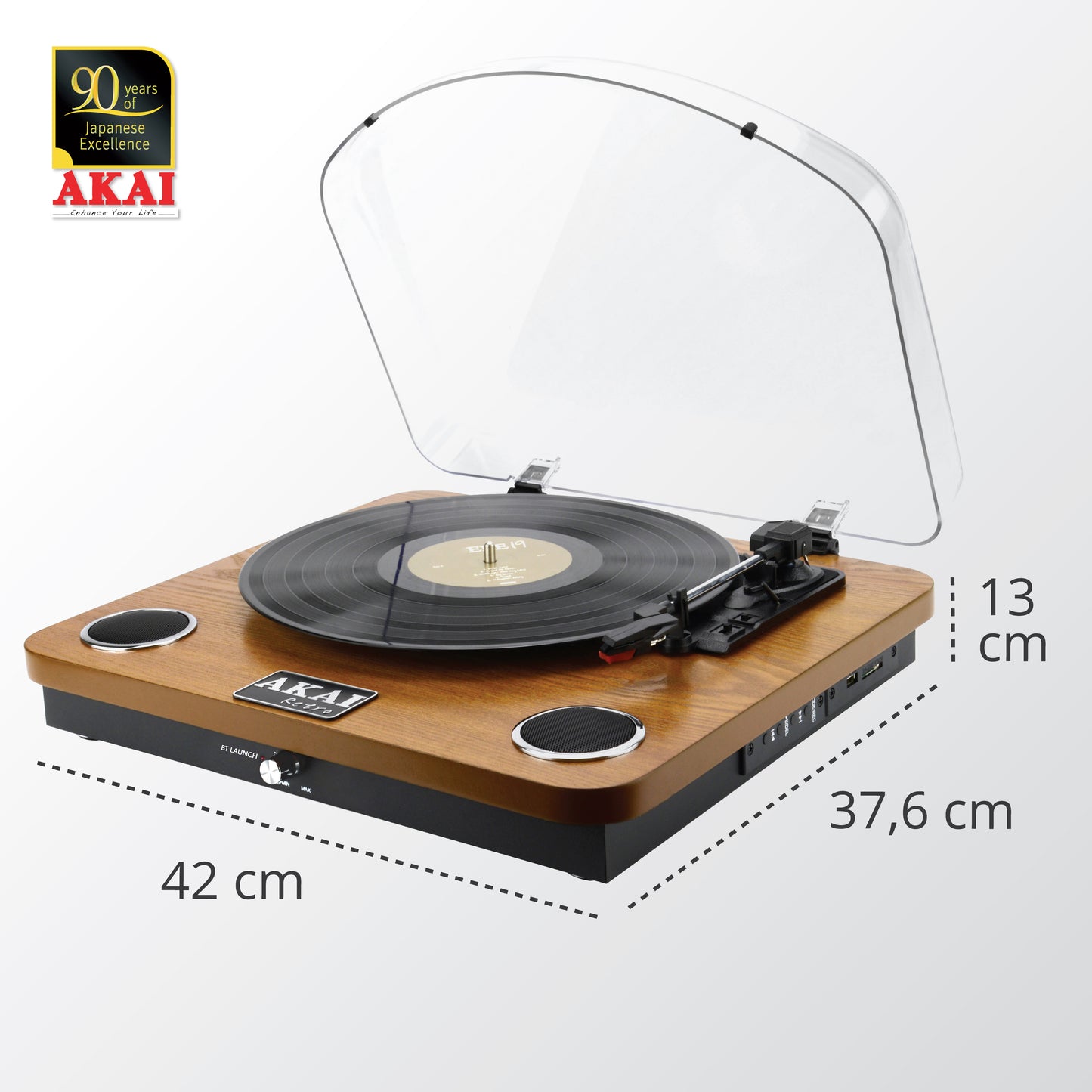 Pick-up Vintage AKAI cu Boxe Integrate – Bluetooth, USB, Card SD și 3 Viteze