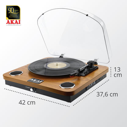 Pick-up Vintage AKAI cu Boxe Integrate – Bluetooth, USB, Card SD și 3 Viteze